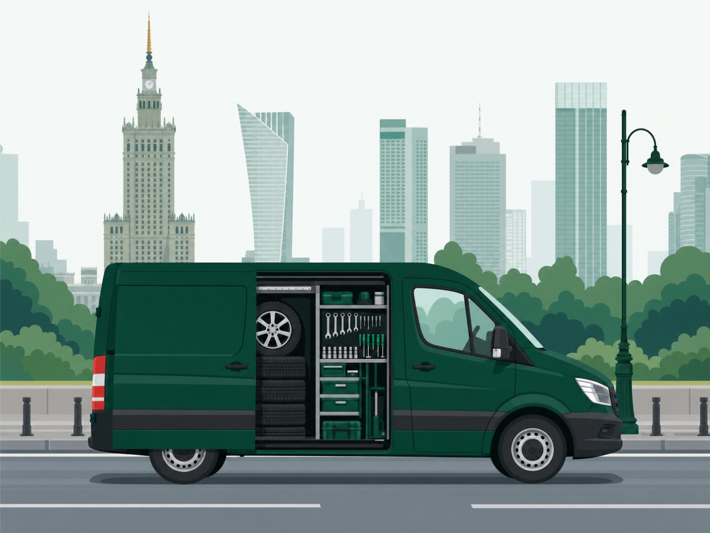 Mobilny van serwisowy Greenwheel.pl w Warszawie